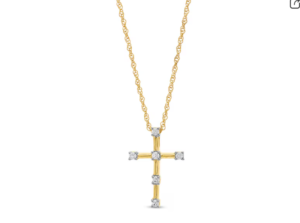 1/3 CT. T.W. Diamond Station Cross Pendant in 10K Gold