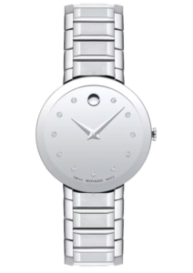 Ladies' Movado Sapphire™ Diamond Accent Watch with Silver-Tone Dial (Model: 0607548)